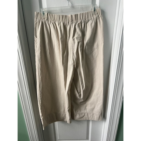 Joie Womens Pants Beige Linen Blend Wide Leg Cropped Beachy Size L - Picture 2 of 4